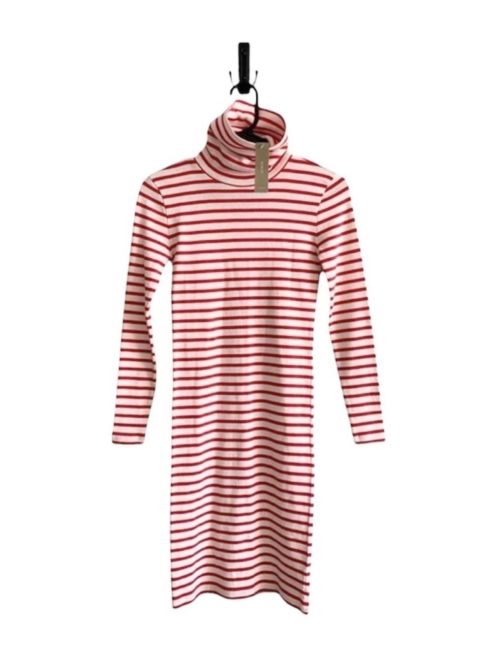 NEW J.CREW Red Striped Turtleneck Midi Dress